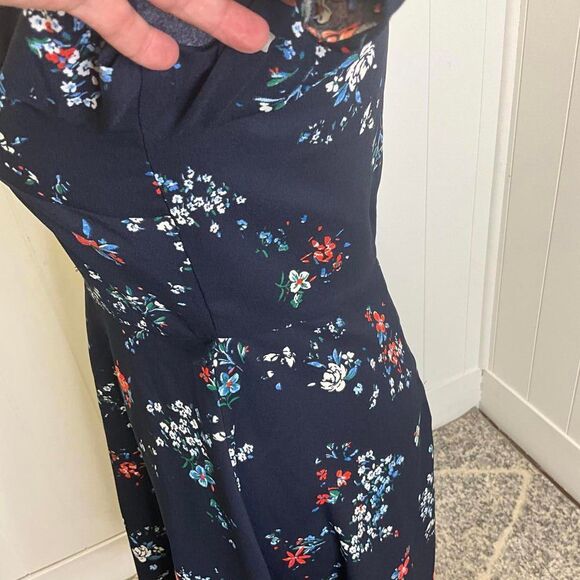 Banana Republic Women's Size 0 Navy Blue Floral Fit and Flare Mini Dress - Picture 10 of 12
